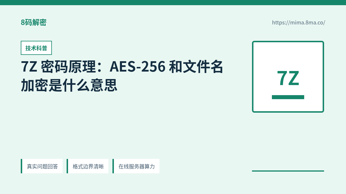 7Z 密码原理:AES-256 和文件名加密是什么意思的信息图