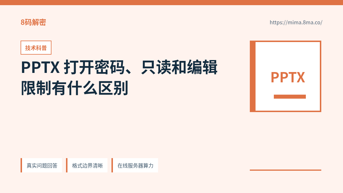 PPTX 打开密码、只读和编辑限制有什么区别的信息图